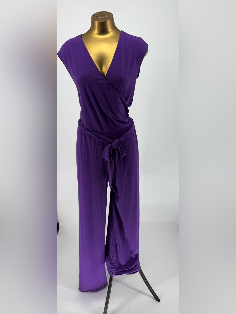 Beautiful Ralph Lauren Purple Wrap-Front Jumpsuit with Tie Waist M with wide leg